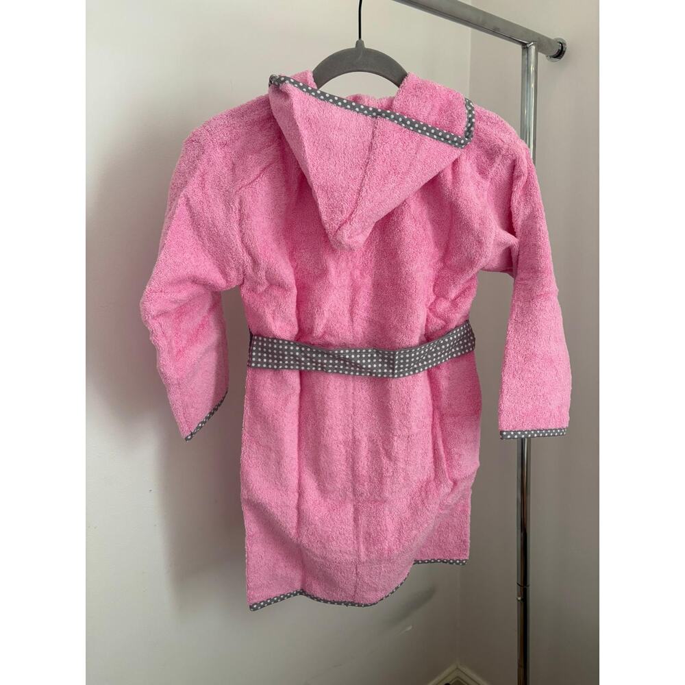 Kids Pink Bathrobe 100% Cotton Hooded Elephant Soft Robe 4-6 Years - Picture 5 of 7